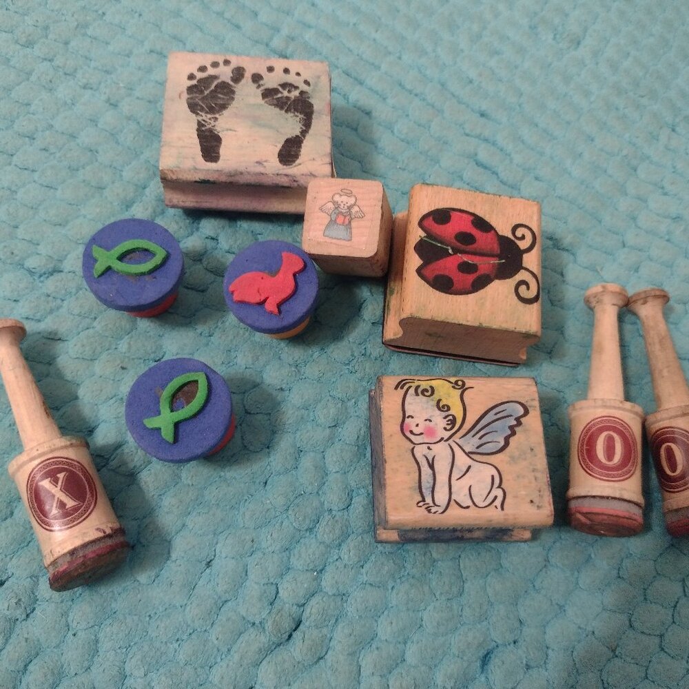 Lot of 10 rubber stampers